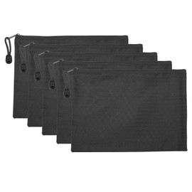 PATIKIL Waterproof Zipper File Bags, 5 Pack A5 Document Holders Pencil Pouch for Office, Black