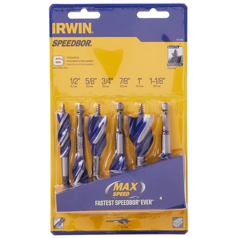Irwin Tools IRWIN SPEEDBOR Drill Bit Set for Wood, 4-Inch,