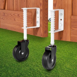 4” Spring Loaded Gate Wheel Gate Caster Wheel Fence Wheels for Gates, Fence Gate Wheel Gate Caster Gate Wheels for Wooden Gate, Ideal for Outdoor Gates, 200 LBS Capacity, 2 Pcs, White