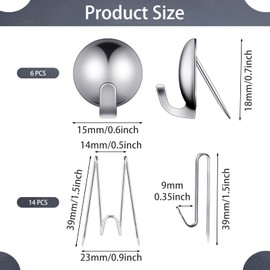 20 Pieces Metal Cubicle Hooks Fabric Panel Wall Wire Hooks Set Cubicle Clips Cubicle Pins Cubicle Wall Clips for Office Kitchen Home Shelf Picture Key Hanging Accessories, Silver