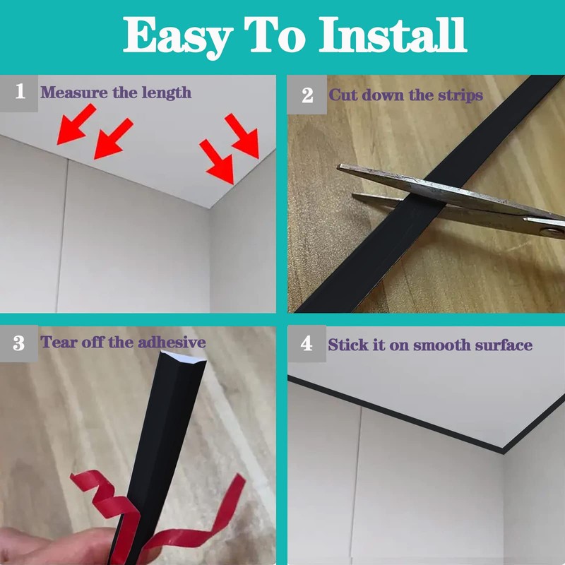 Black Quadrant Trim, Flexible Skirting Board Coving for Ceilings Plastic