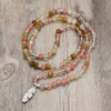 Feather Charm Zen Mala Beads Yoga Inspirational Necklace 108 Durable