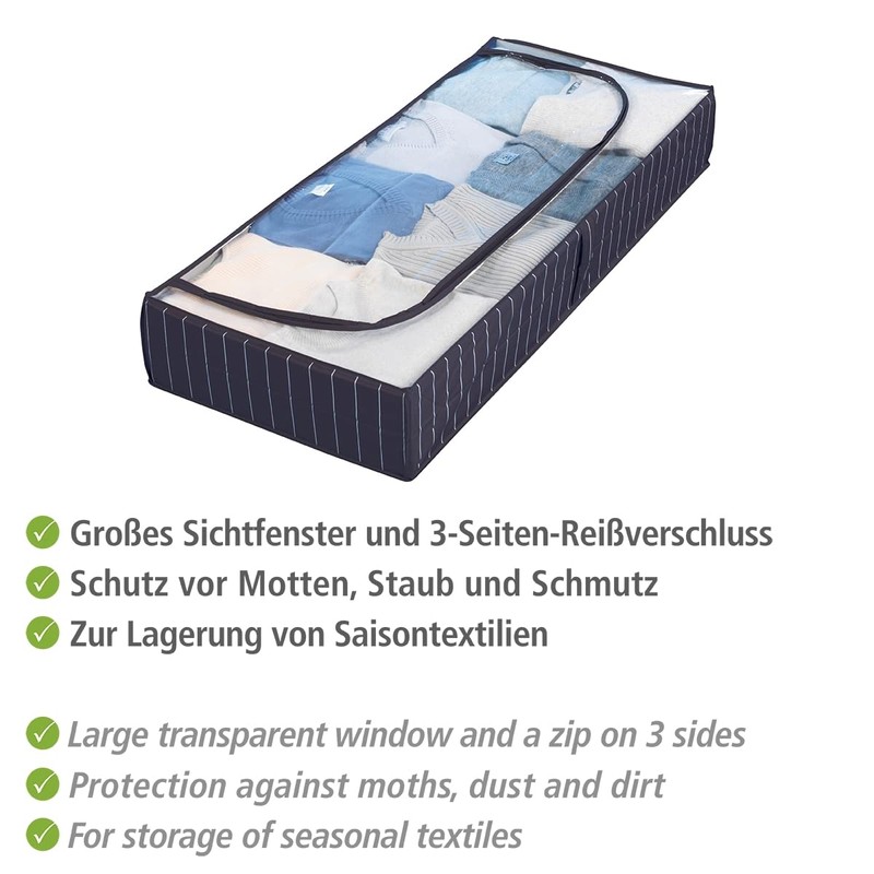WENKO Unterbettkommode Comfort - Unterbett-Aufbewahrungstasche mit Sichtfenster, Polyethylen-Vinylacetat, 105 x