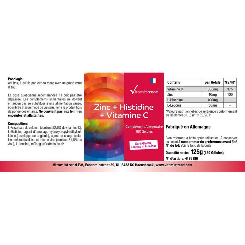 Zinc + Histidine + Vitamin C - High Dose -