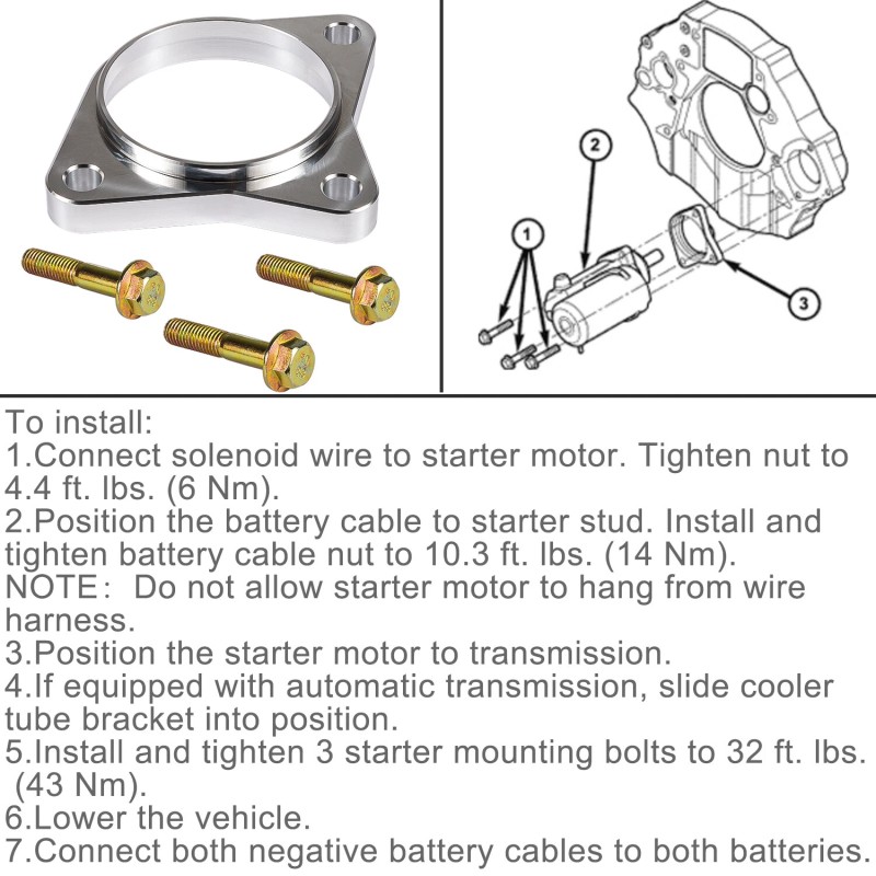 Camoo Starter Spacer with Bolts Kit For Dodge 5.9L Cummins