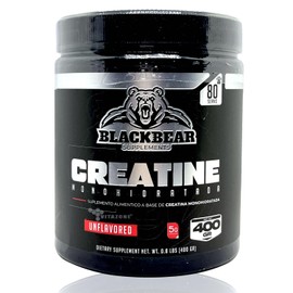 CREATINA MONOHIDRATA BLACKBEAR SIN SABOR 400 GR, 80 SERVICIOS