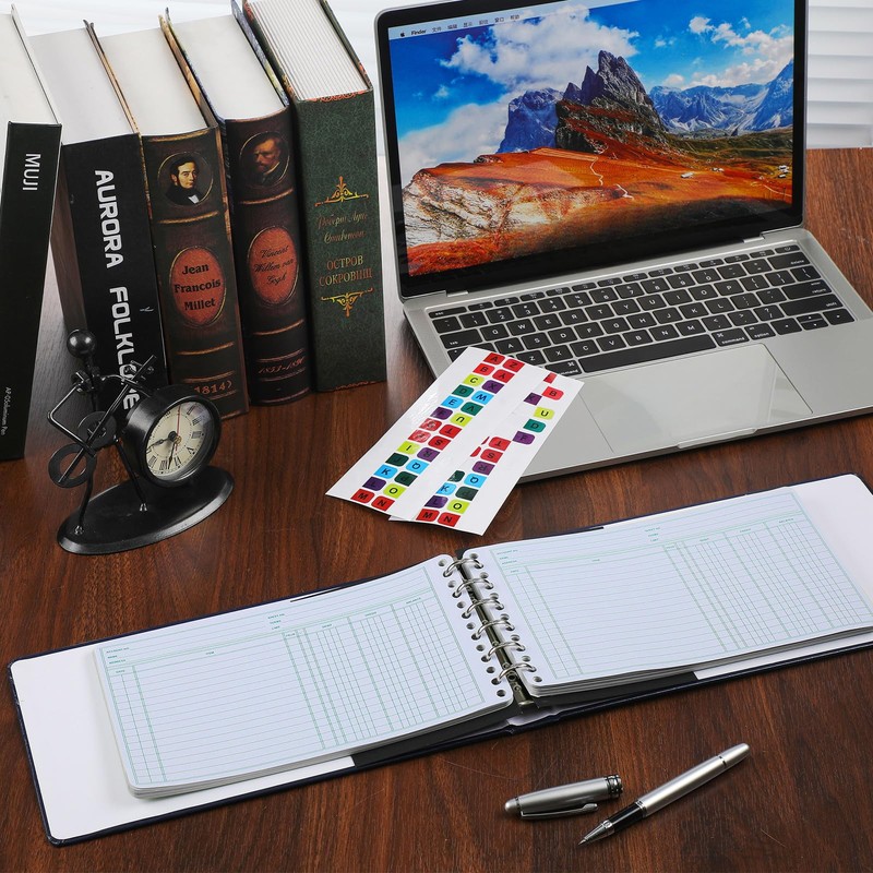 Skyygemm Ring Ledger Binder with 200 Pcs 5"x8.5" Ledger Sheets