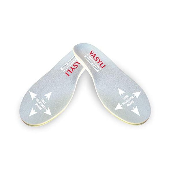 Vasyli+Armstrong II Sensitive Feet Orthotic, X-Small, Plantar Sensitivity, Reduces Shear Forces, Diabetic Insoles, Wider Forefoot Profile, Shock-Absorbing, Heat Moldable, Reduces Forefoot Thickness