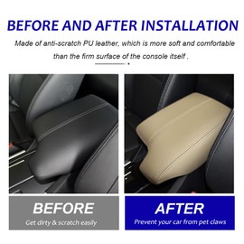 DEYTOP Console Armrest Cover for Honda Accord 2013-2017 Car Armrest Cover for Honda Accord 2017 2016 2013 Accessories Anti-Scratch Leather Armrest Protector (Beige, 2013-2017)