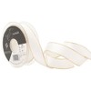 Berisfords Gold Edge Satin Ribbon, White, 25 mm