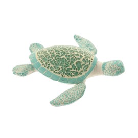 The Bridge Collection Coastal Mosaic Sea Turtle Figurine - Ocean Themed Beach House Decor - Nautical Glass Shell Display Piece