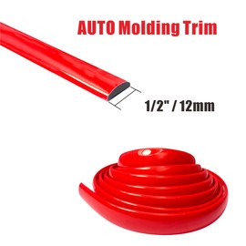 Width:1/2 inch (12mm) Self Adhesive Auto Trim Molding Strip Scratch-Proof - Car/Truck/RV Exterior and Interior Molding Trim Universal Bumper Window Door Body Side Decorative Strip (24Ft, Solid Red)