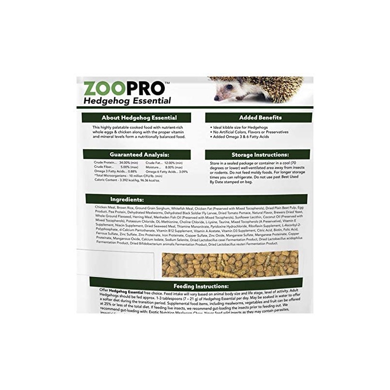 Exotic Nutrition Hedgehog Essential - Chicken Kibble with Mealworms (6