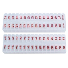 PILL THING Large Clear Personal Pill Dispenser With Am Pm Compartments For 31 Days