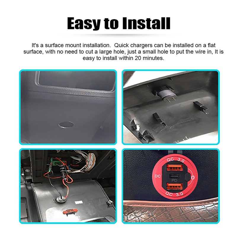 Car USB Socket with Cap, Dual Port Quick USB Charge