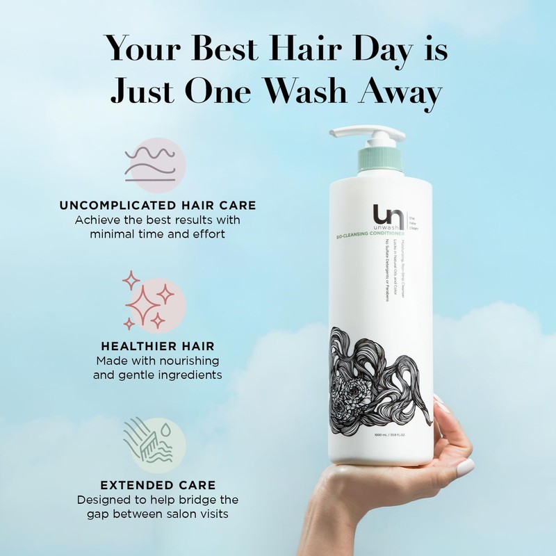 Unwash Bio-Cleansing Conditioner - Gentle, Hydrating Co-Wash Cleansing Conditioner, Sulfate