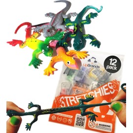 UpBrands Painted Stretchy Lizards Toys 3 Inches Bulk Set, 4 Models, Kit for Birthday Party Favors for Kids, Goodie Bags, Easter Egg Basket Stuffers, Pinata Filler, Classroom Prizes (12 Pack)