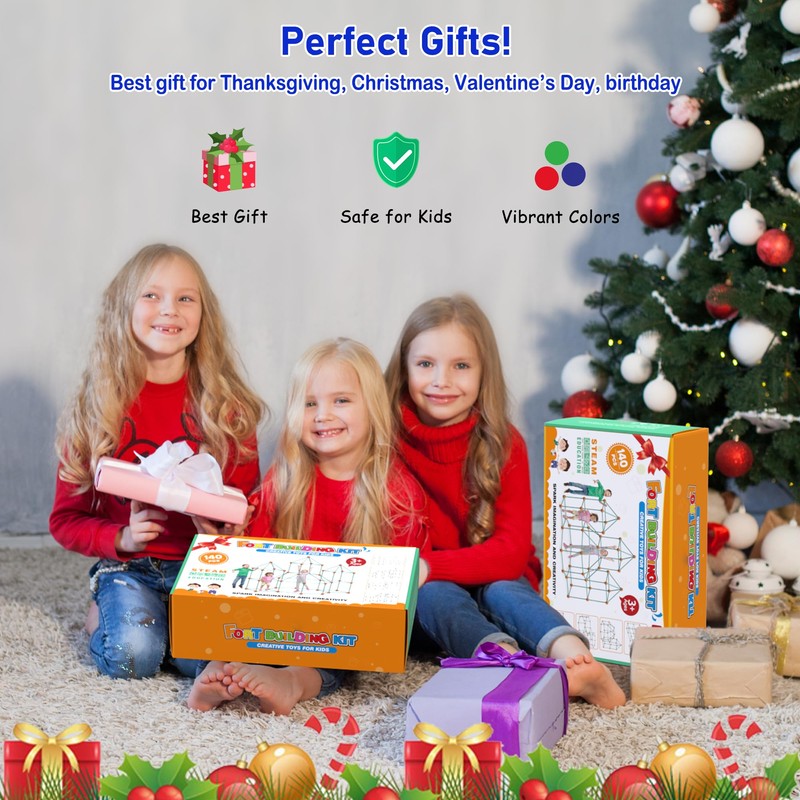 140 PCS Fort Building Kit for Kids Age 4-10, Den