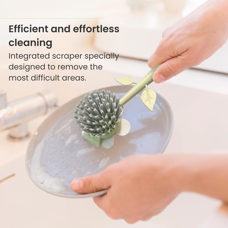 Vigar Florganic Daisy-Shaped Dish Brush, a Dish Brush with Handle,