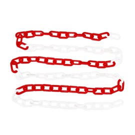 Red and White Plastic Chain Barrier 3 Meter Length, 6 mm Thickness | Plastic Chain Link for Crowd Control | Safety Link for Construction, Road Safety Warehouse | Plastic Chain Barrier for Warning