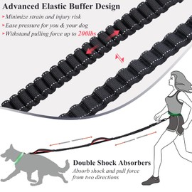 VIVAGLORY Hands Free Dog Leash Bungeetwin Running Dog Leash with Waist Belt for Running Walking & Jogging, Bungee & Around Waist for Pet, S, Black/Red