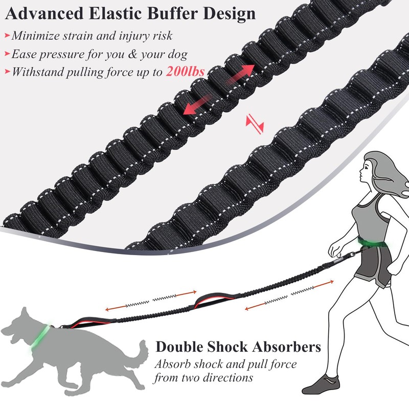 VIVAGLORY Hands Free Dog Leash Bungeetwin Running Dog Leash with