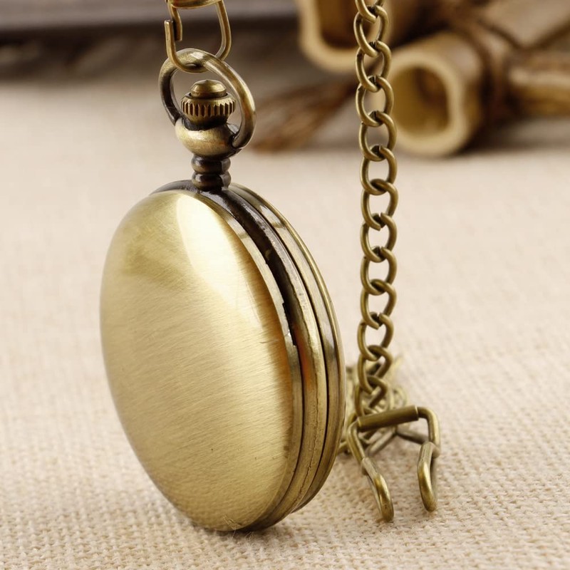 Tiong Classic Smooth Steel Roman Numerals Quartz Pocket Watch with