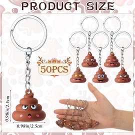 JellyArch 50 Pcs Mini Poop Keychains Bulk Tiny Fake Poop Figurines Funny Novelty for Prank Props Goody Bag Stuffers Hide and Seek Gifts Prizes Backpack Decor