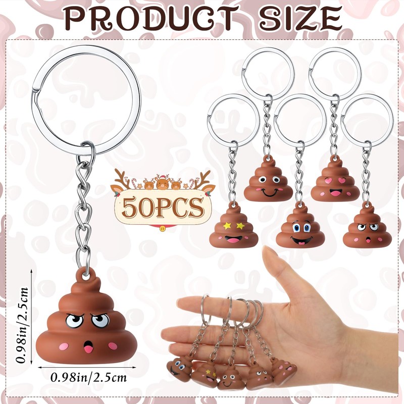 JellyArch 50 Pcs Mini Poop Keychains Bulk Tiny Fake Poop