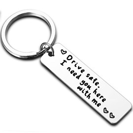 Gifts For Husband Boyfriend Gift Father's Day Gift Drive Safe Keyring Trucker Keychain Birthday Gifts Keyring for Dad Couples Lovers Mens Women Key Ring Christmas Gifts (Drive Safe I Need You Here)