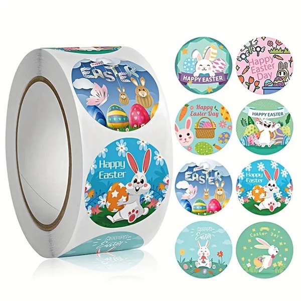 500 PCS Easter Stickers, Easter Bunny Rabbit Eggs Pattern Stickers,