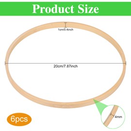 DearCal Wooden Bamboo Floral Hoop Wreath Macrame Craft Hoop Rings 6 Pieces 20cm for DIY Wedding Wreath Decor, Dream Catcher and Wall Hanging Crafts