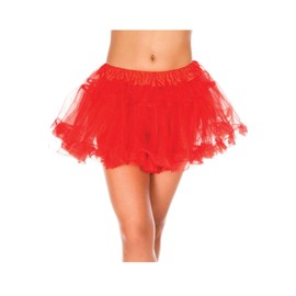MUSIC LEGS Women's Plus-Size Plus Size Double Layered Mesh Petticoat, Red, Plus