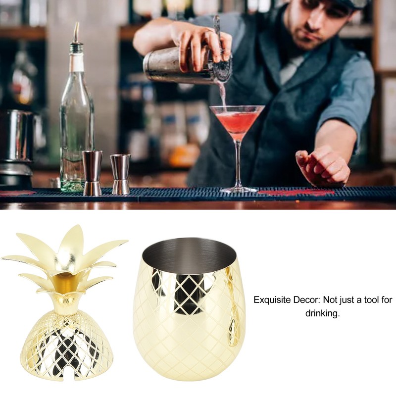 Pineapple Cup with Lid 500ml Stainless Steel Drinking Glasses Reusable