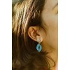 Turquoise Women's Boho Earrings Hanging Green Leaf Earrings Teardrop Oval
