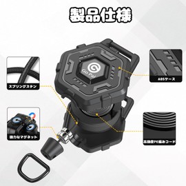 Go Pal GF03 Reel Key Holder, Built-in Strong Magnet, Reel with Carabiner, Key Reel, Telescopic, Fall Prevention Cord