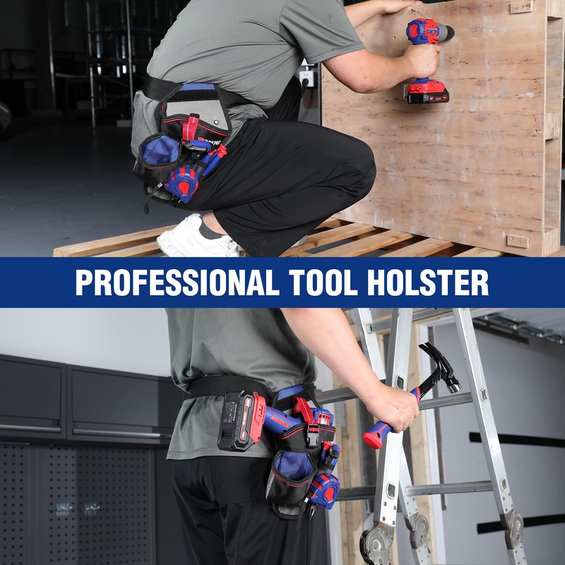 WORKPRO Drill Holster with Quick-Release Buckle, Heavy Duty 1680D Oxford