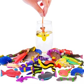 10Pcs Bath Toys Sea Animal Figurines,Color Changing and Stretchy Squeeze Realistic Ocean Fish Statues,for Toddlers 3 Years and up,for Themed Parties,Cake Topper,Goodie Bag Fillers,Classroom Rewards