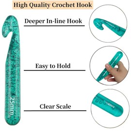 Large Crochet Hooks,25mm 20mm 18mm 15mm 12mm Crochet Hooks,Large Crochet Hooks for Chunky Yarn(12 mm-25 mm Crochet Hooks)