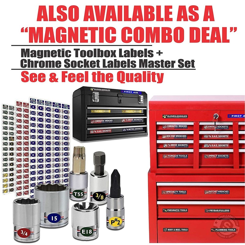 Ultimate Magnetic Toolbox Label organizer set for tool chest, boxes,