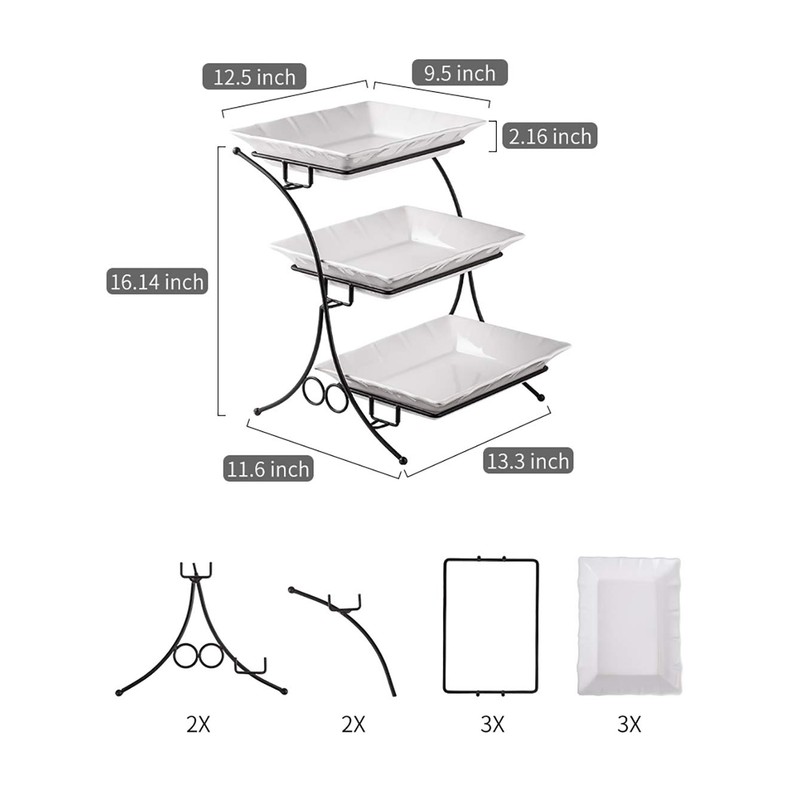 YHOSSEUN Large Tiered Tray Stand, 3 Tier Serving Tray Porcelain