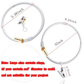 Lsgoodcare 10Pcs Openable Curtain Clips with Rings White 3Inch, Strong Metal Decorative Curtain Clip, Rustproof Drapery Open Clip Rings