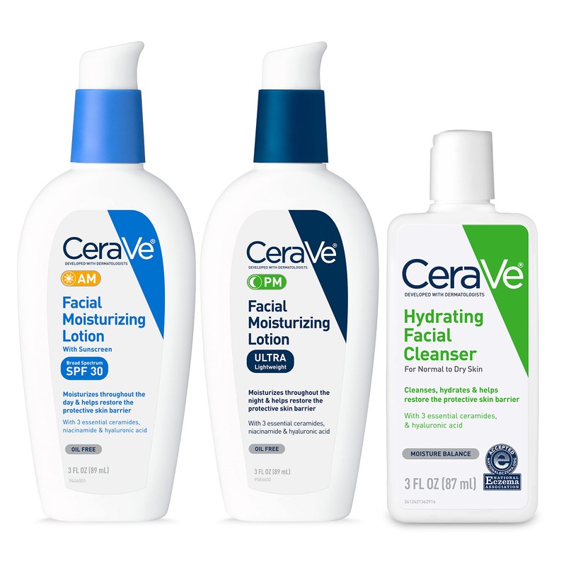 CeraVe AM Face Moisturizer with SPF, PM Face Moisturizer &