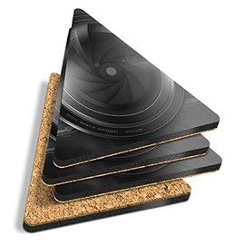 4 x Triangle Coasters - BW - Digital Photography Camera Lens Cork Backed MDF Glossy Tea Coffee Accessory #42649