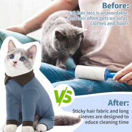 T'CHAQUE Sticky Hair Cat Clothes, Professional Recovery Suit for Cats, Anti-Shedding Shirt Outfit, Soft Pajamas for Kittens, Post-Surgery Onesie for Male & Female Cats, Fuchsia, Medium