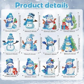 FYting Pack of 12 Diamond Painting Christmas Pendants, 5D Diamond Painting Christmas, Diamond Painting Children's Key Pendants, Gift Tags, Window Hangings (C)