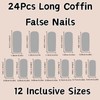 24Pcs Long False Nails,3D Pink French Tip Long Press-on-Nails,Artificial Fake