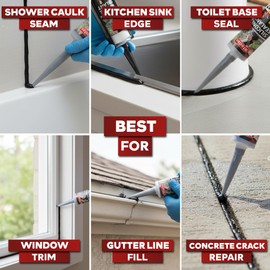 XFasten Black Silicone Caulk 10.1oz (16-Pack 161.6oz Total) Odorless 100% Silicone Black Caulking Waterproof for RV Sealant and Caulking RTV, Marine Aquarium and High Temp Silicone Outdoor Indoor Use