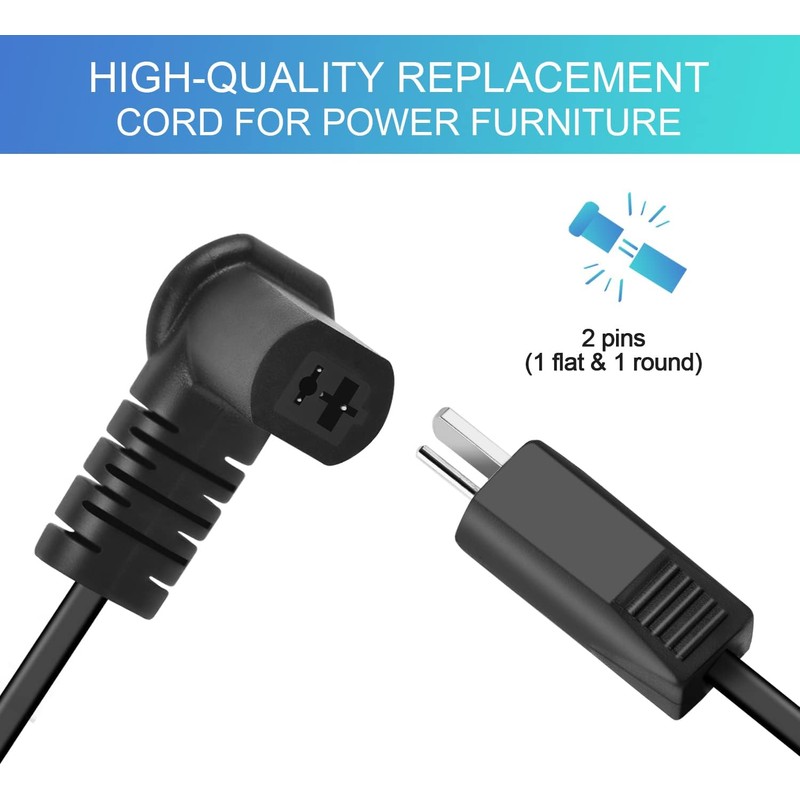 Sopito Extension Power Cord for Recliner, 4 Ft 2 Pin
