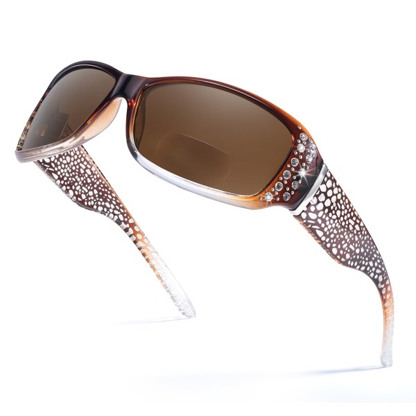 IGnaef 1.5x Bifocal Reading Sunglasses for Women, Wrap Readers Sunglasses